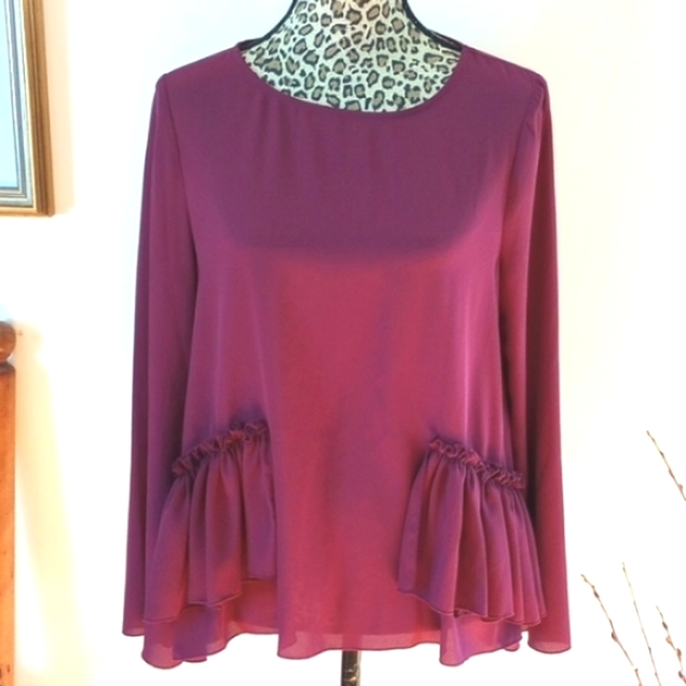 Maison Jules Ladies Blouse Size:M Color:Merlot Wine NWOT
